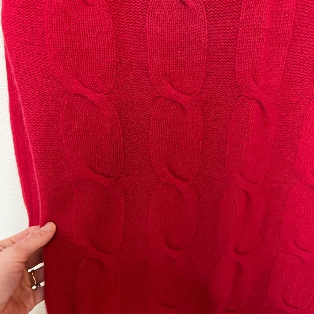 VTG The limited angora wool blend cherry red v-neck cableknit sweater S